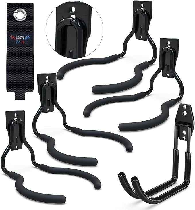 3-H Weed Eater Hanger 4 Pack, 1 Garden Hose Holder, 1 Extension Strap, Utility by 3-H
