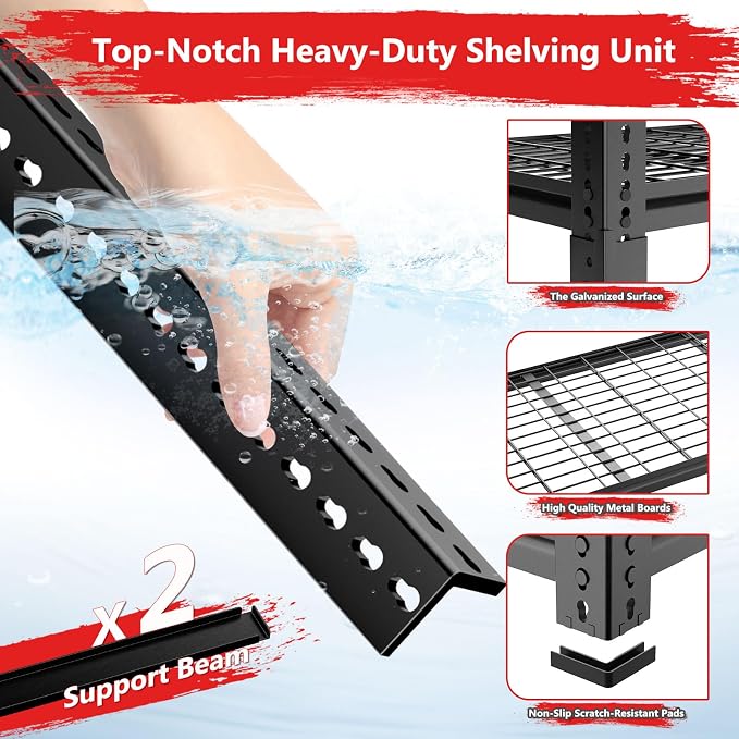 Storage Shelves 4PCS, Garage Shelving Heavy Duty 2640LBS Capacity, 4 Tier - Image 5