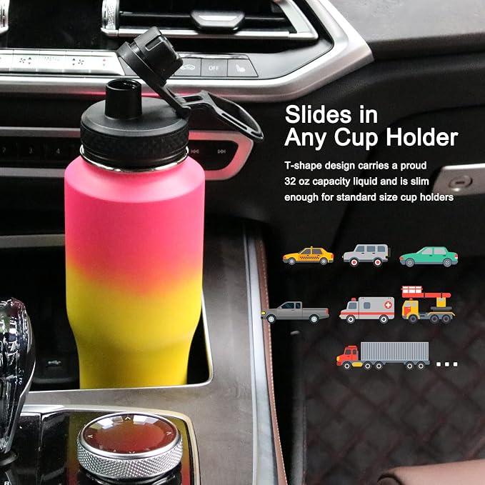 SENDESTAR Water Bottle 32oz, 2 Lids, Wide Mouth Stainless Steel Vacuum - Image 3