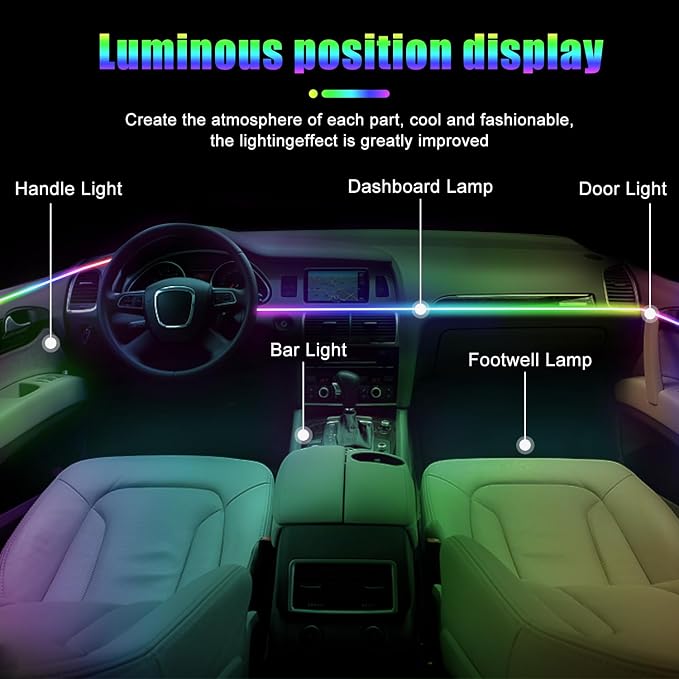 Dreamcolor Acrylic Interior Car Lights, 2 Piece 43.3inch/110cm 128 Colorful Car - Image 7