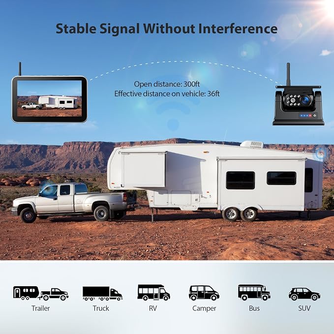 4 Magnetic Solar Wireless Backup Camera HD1080P 7" DVR Monitor, 3Mins No-Wire - Image 7