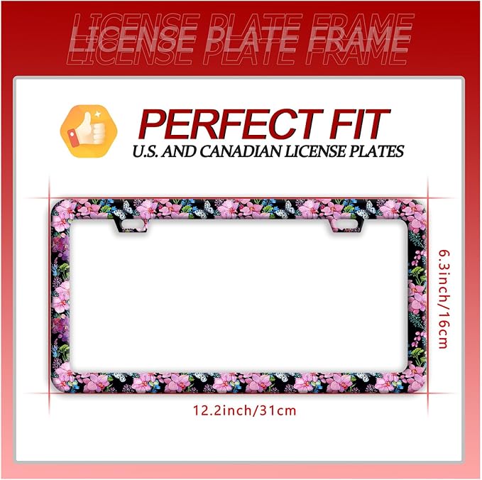 Cherry Blossom Butterfly License Plate Frame Funny License Plate Frames - Image 7