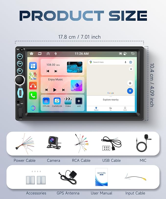 4GB+64GB Double DIN Car Stereo 8 CORE Android 13.0 Head Unit, Wireless CarPlay - Image 2