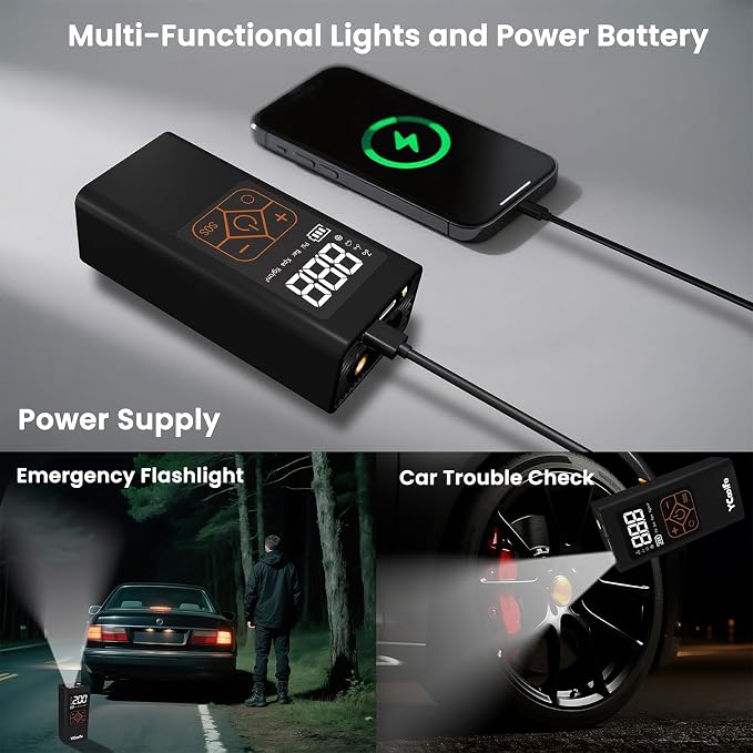 150 PSI Tire Inflator Portable Air Compressor, 8000mAh Battery Auto Shut-Off - Image 7