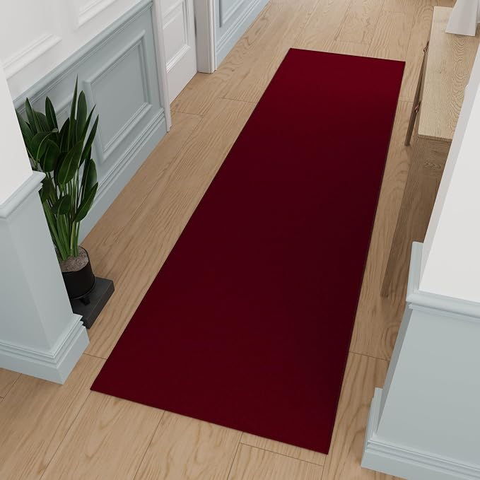 Ottomanson Hallway Runner Rug 2'7" x 12' Non Slip Solid Area Rugs Easy to Clean by Ottomanson