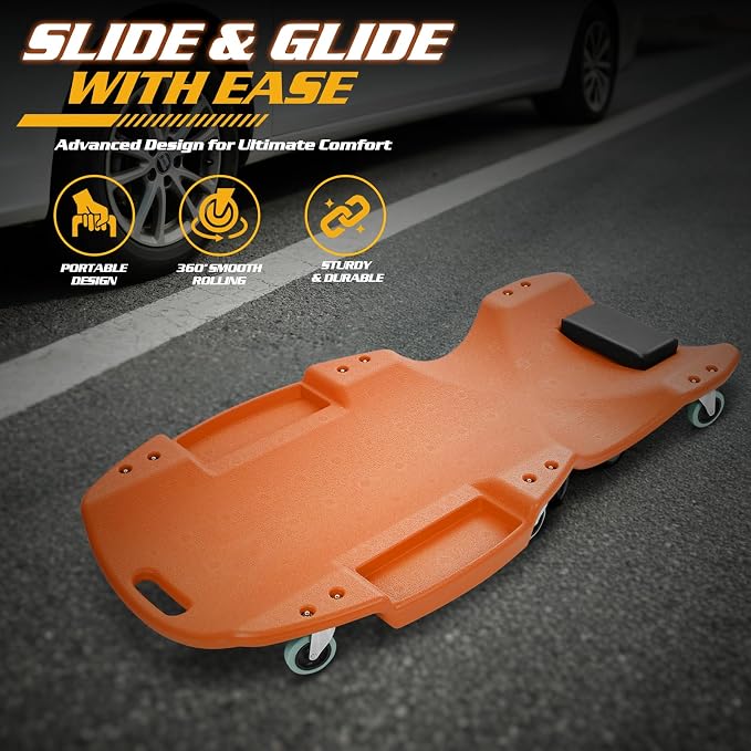 Magshion Mechanic Creeper with Padded Headrest & Tool Trays – 440 lbs Capacity - Image 9