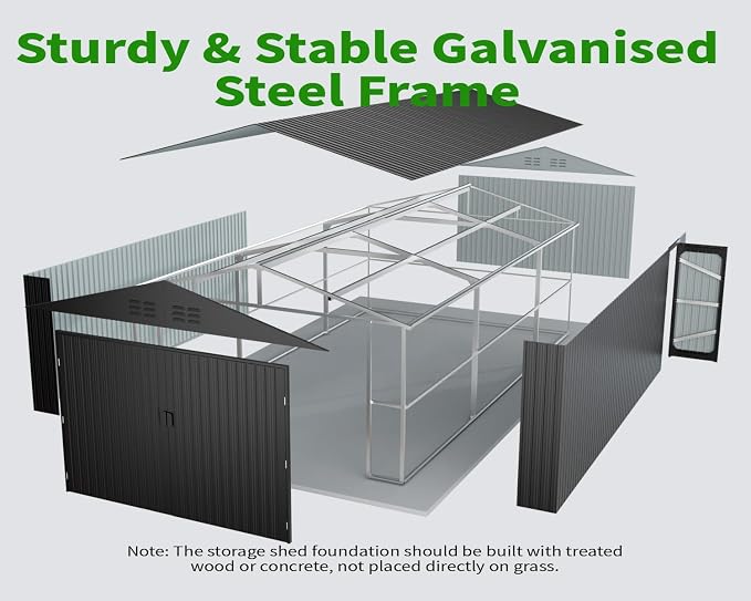 10x20 FT Upgrade Outdoor Storage Shed, Metal Garage Shed - Image 9