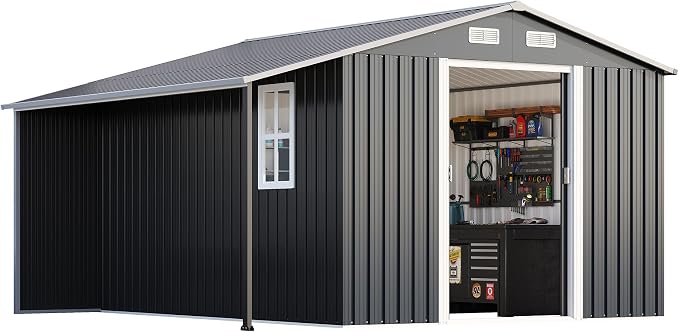 Jocisland 10.6x10.3x6.3 FT Galvanized Metal Storage Shed - Image 8