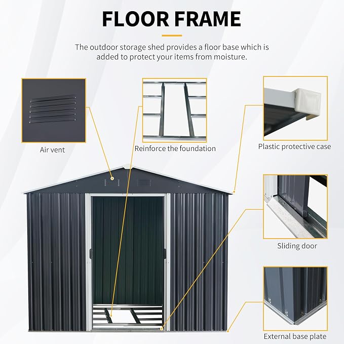 8x6 FT Outdoor Storage Shed, Metal Shed - Image 4