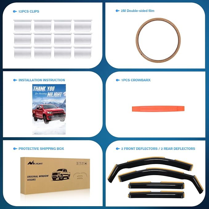 Nilight in Channel Rain Guards for Chevrolet Silverado 1500 Crew Cab/GMC Sierra - Image 7