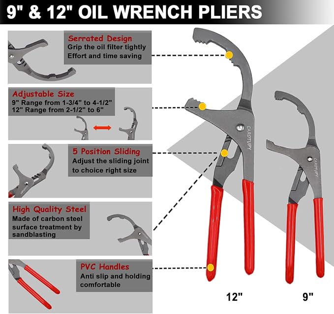 10PCS Oil Filter Wrench Set, 3 Jaw Oil Filter Wrench Tool - Image 5