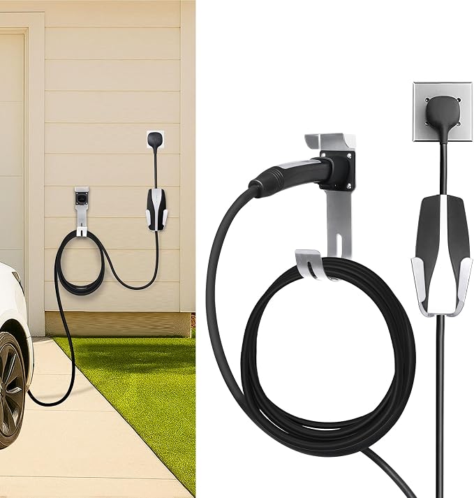 Tesla Charger Holder Wall Mount Kit, Sliver Mobile Connector Charging Cable Cord by Ufixed