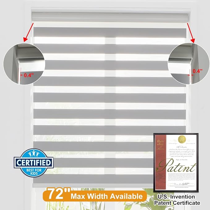 Persilux Zebra Blinds for Windows, Cordless Roller Blinds Light Filtering Sheer - Image 4