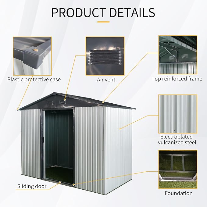 4x8 FT Outdoor Storage Shed, Metal Garden Shed - Image 3