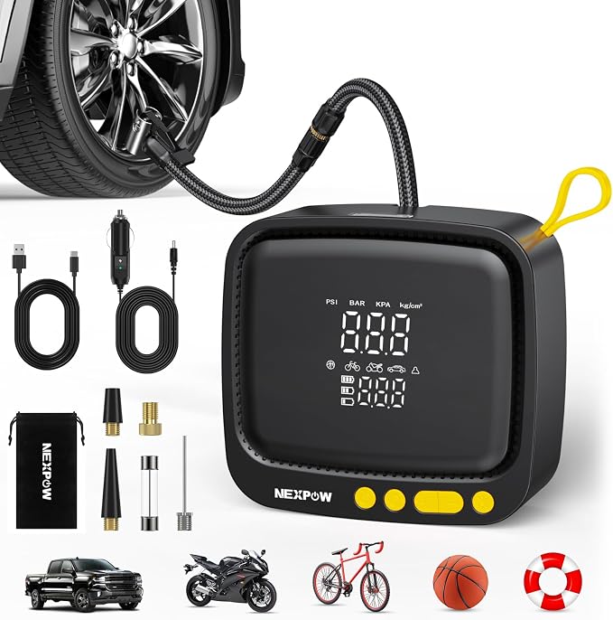 NEXPOW Tire Inflator Portable Air Compressor, 180 PSI Cordless Air Pump by NEXPOW
