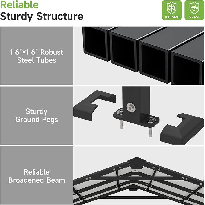 10×15FT Metal Carport, Heavy Duty Car Port, All-Weather Outdoor Storage Trucks - Image 4