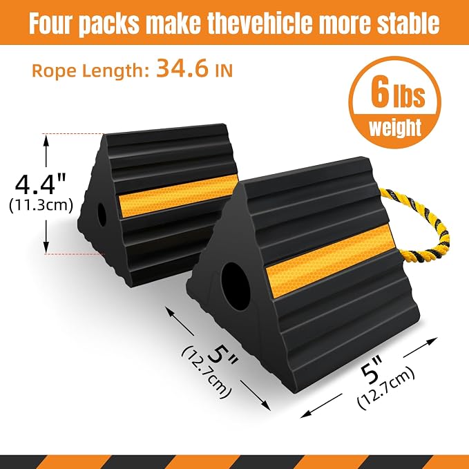 Rubber Wheel Chocks for RV Trailer Camper Truck Car Aircraft Boat, Versatile - Image 3