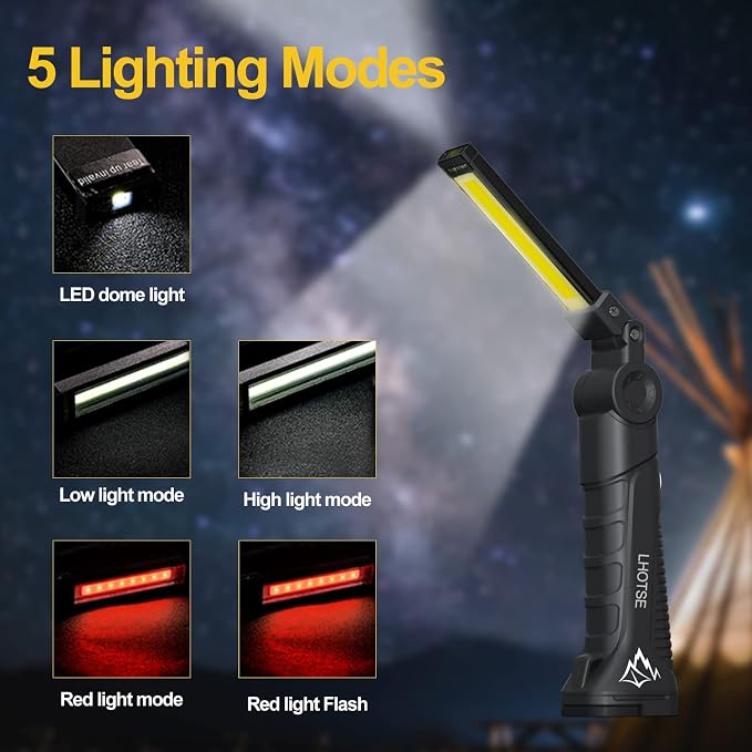 Tool Gifts for Men Dad LED Work Light, 4 Pack Rechargeable Flashlight - Image 3