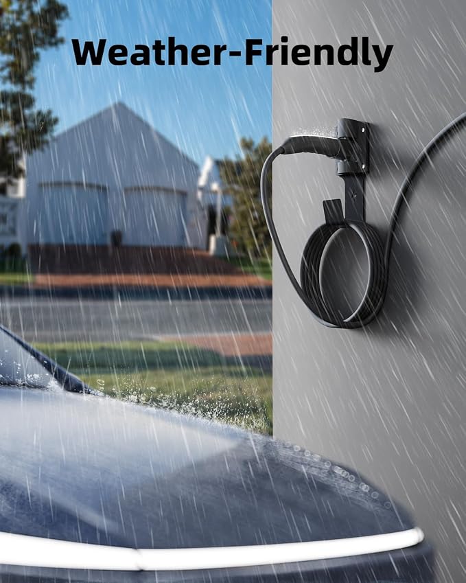 for Tesla Charger Holder, with 180° Rotation Nozzle Dock, Metal J-Hook - Image 7
