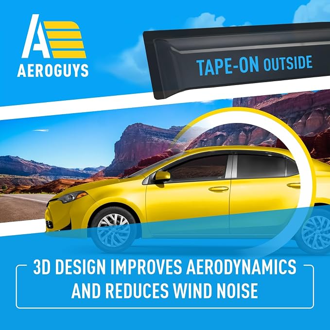 Extra Durable Window Deflectors Tape-On Window Visors Rain Guards Fit - Image 5