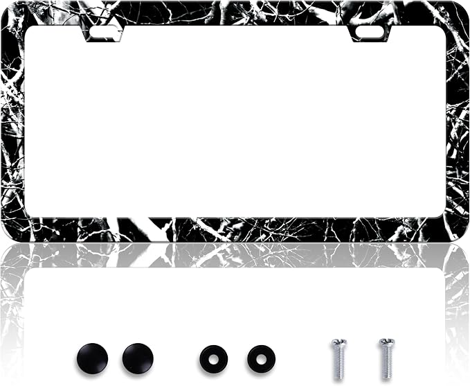 Black White Camouflage License Plate Frame Branches Trunks Camo License Plate by HOWKWAWY