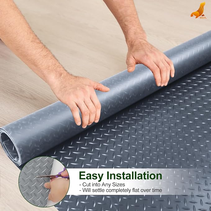 SEAL 4 x 15 Ft Premium Garage Floor Mat, Solid 2.8mm Thick Gray Commercial - Image 6