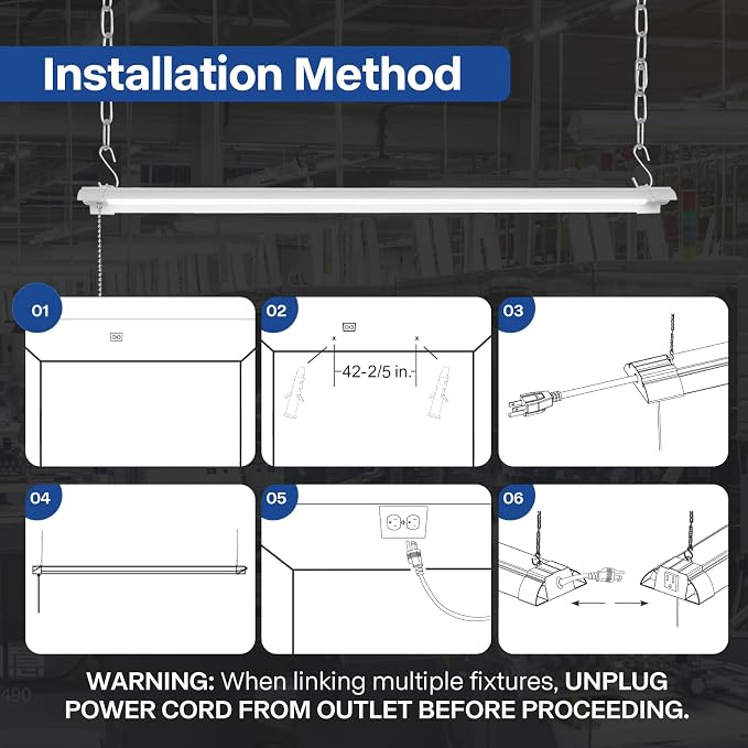 4-Pack 4ft Linkable Led Shop Light, Plug in Garage Lighting - Image 6