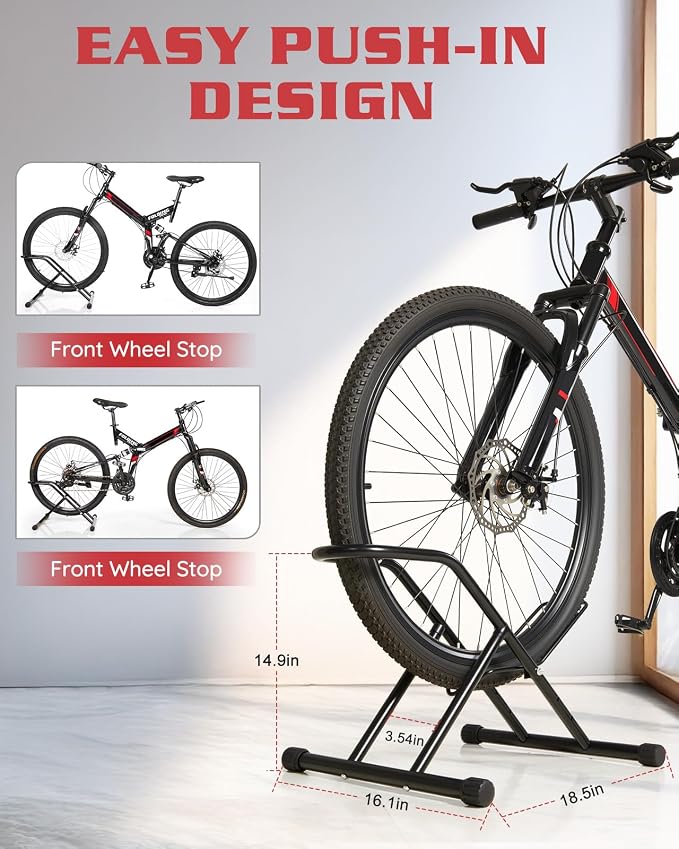 Upgraded 4" Wide Tire Floor Bike Stand Rack, Heavy Duty Garage Indoor Bike - Image 2