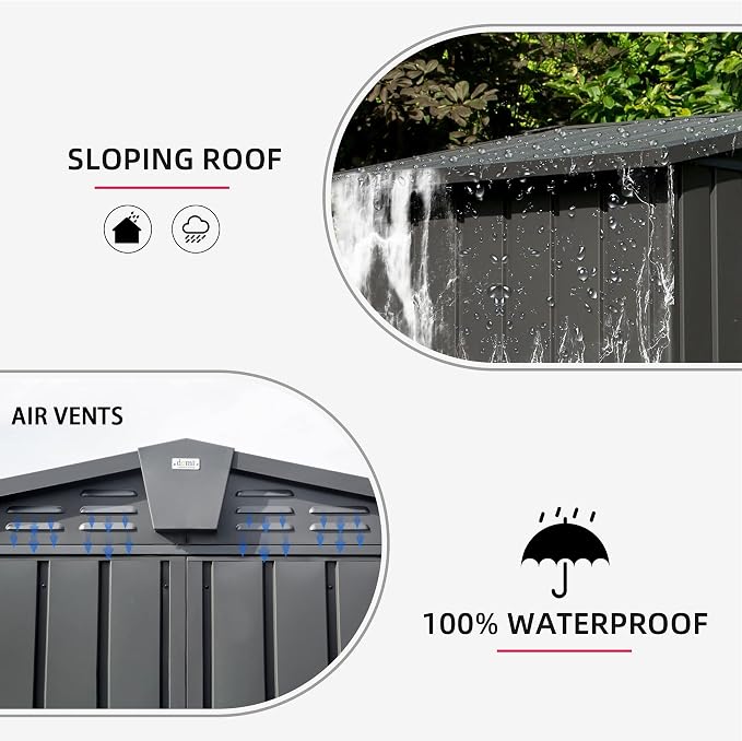 Domi Outdoor Storage Shed 6.5' x 4.2', Metal Waterproof Tool Shed Utility - Image 3