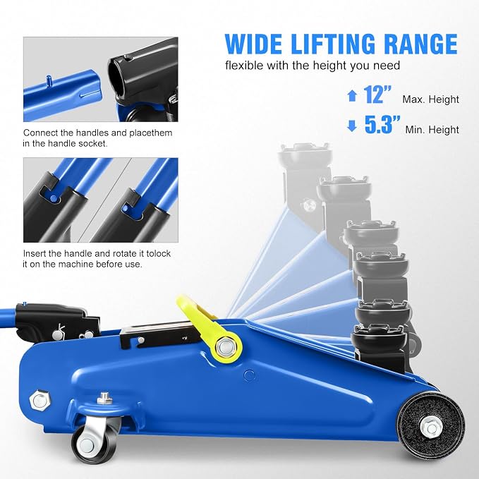 DNA MOTORING Low Profile Hydraulic Trolley Service/Floor Jack, 1.5 Ton Capacity - Image 3
