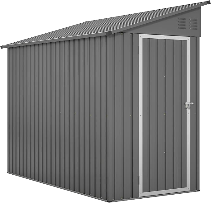 Shed Lean to Storage Shed, Outdoor 4' x 8' Metal Wall Side Storage Sheds & by LZBEITEM