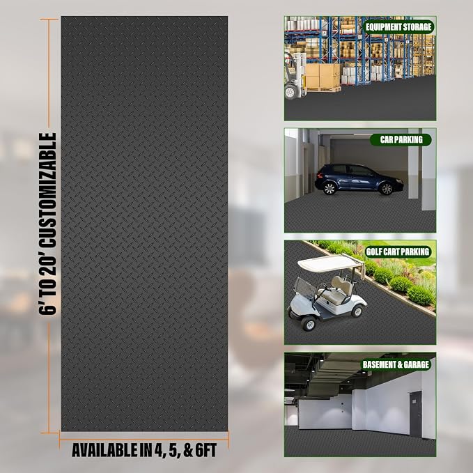 SEAL 6 x 15 Ft Premium Garage Floor Mat, Solid 2.8mm Thickened Black Commercial - Image 3