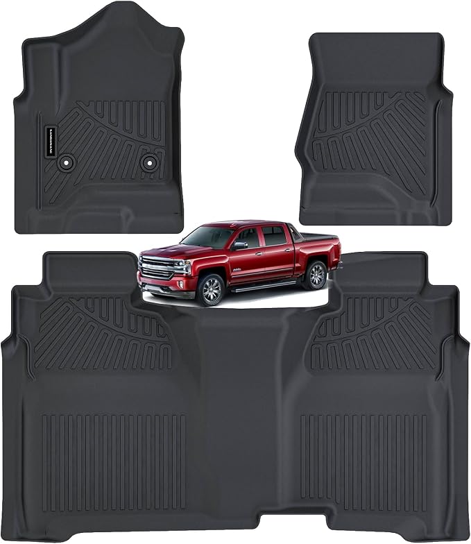 Floor Mats for 2014-2019 Chevy Silverado GMC Sierra 1500 Crew Cab, Chevrolet by SANBAN-AXE