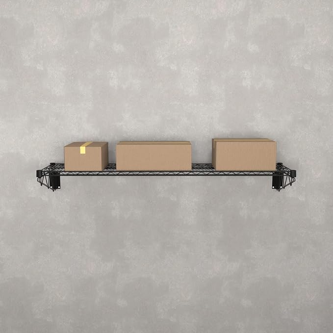 14" x 60" Black Epoxy Wire Wall Mount Shelf - Image 6