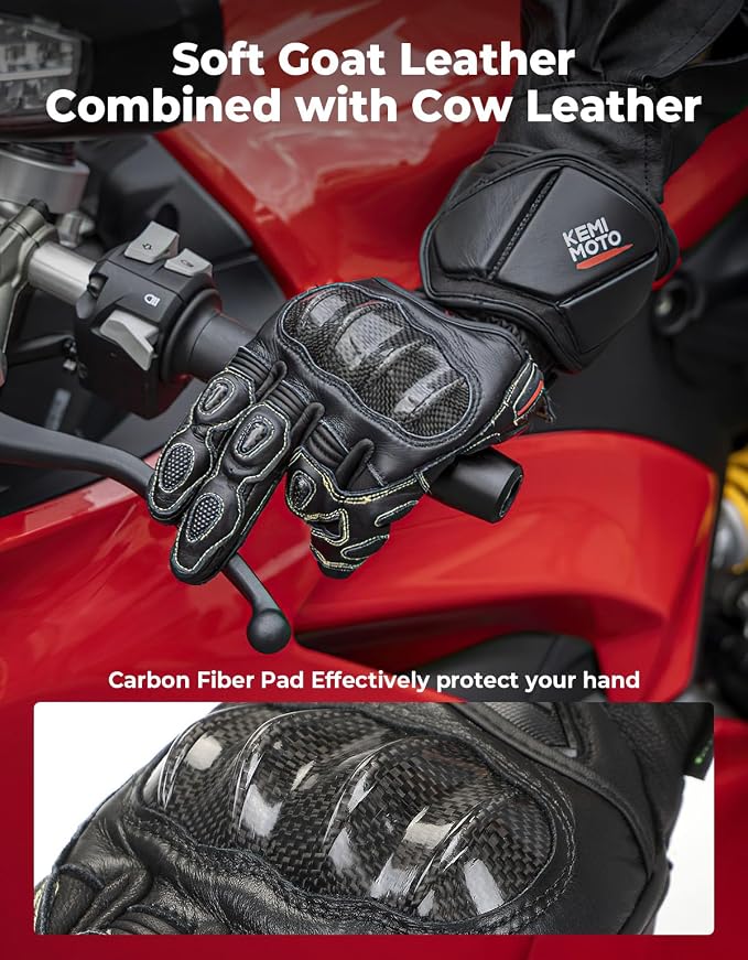 KEMIMOTO Leather Motorcycle Gloves - Image 4