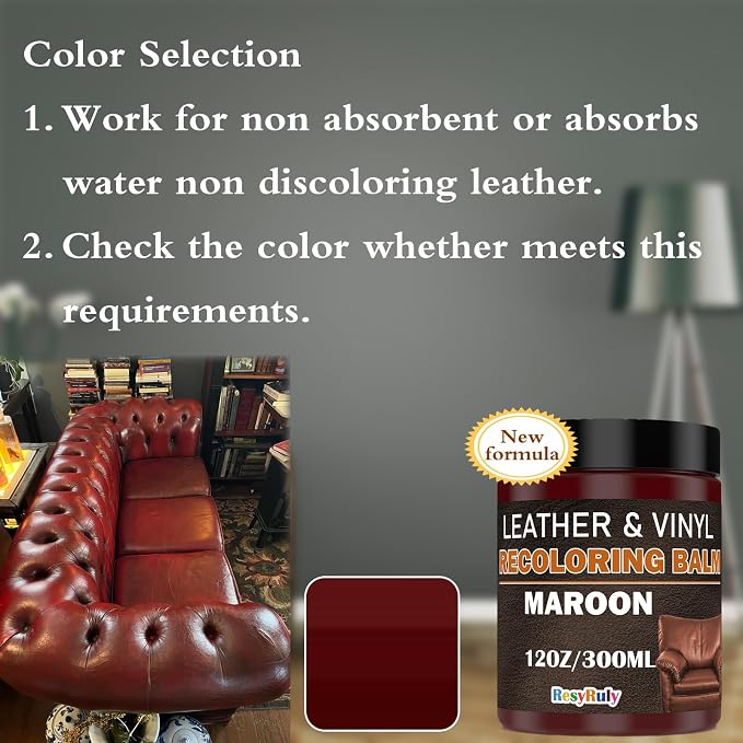 Maroon Leather Repair Kit for Furniture Dye Car Interior Vinyl Seats Paint - Image 6
