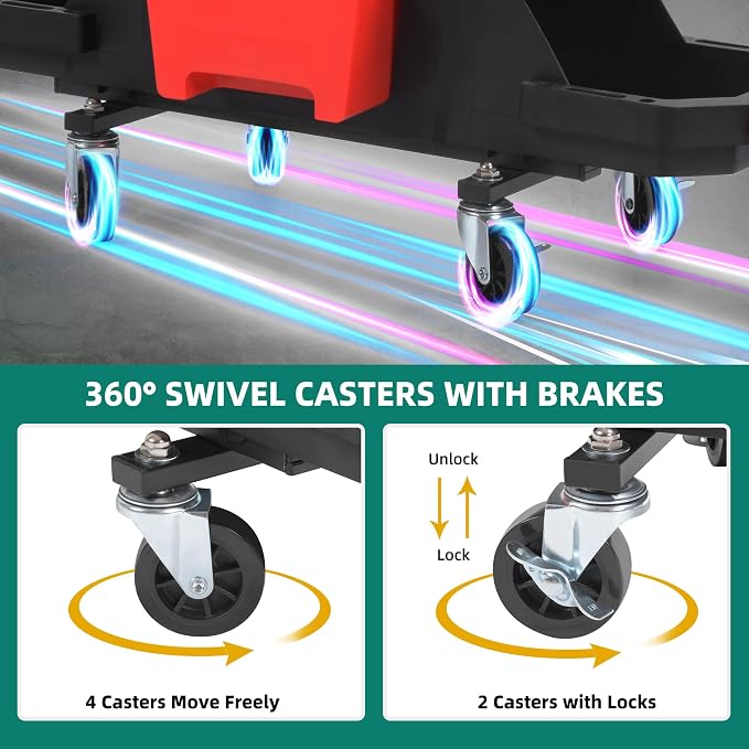 YITAHOME Detailing Stool with Wheels, Mechanics Seat With 2 Removable Trays and - Image 7