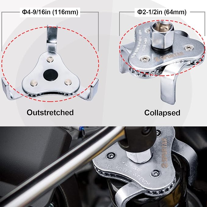 Spurtar Swivel Oil Filter Wrench Set of 7, Adjustable Wrench 2-3/4" to 5-1/4" - Image 8