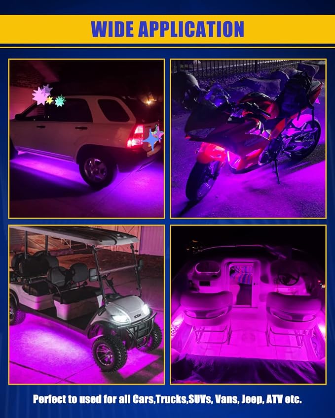 Pink Led Strip Lights, 24inch 12V Interior Light Strip IP68 Waterproof Cuttable - Image 3