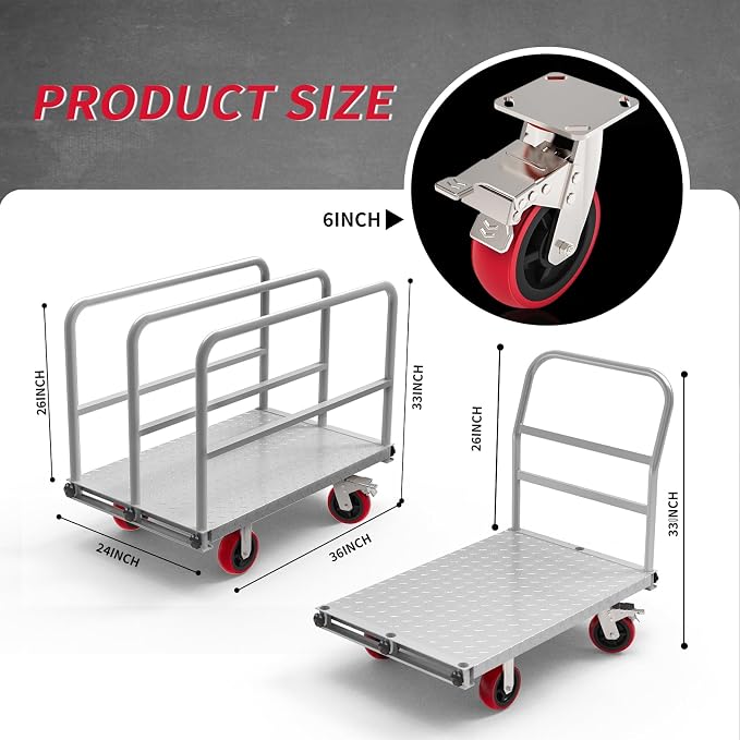 2IN1 Steel Panel Truck Cart, Lumber Cart Drywall Dolly，2500LBS Heavy Duty - Image 7