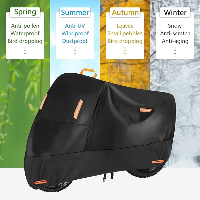 300D Heavy Duty Small Motorcycle Cover, Seceles All Season Durable Waterproof - Image 5