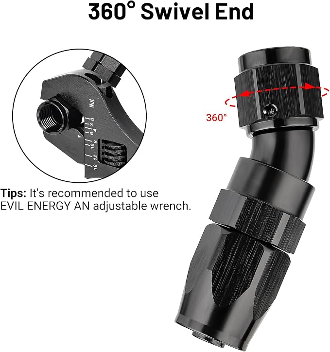 EVIL ENERGY 6AN 30 Degree One Piece Full Flow Hose End Fitting Swivel - Image 4