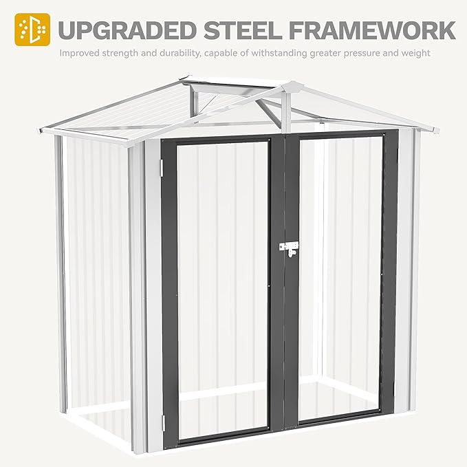 DWVO 6x4ft Metal Outdoor Storage Shed, Waterproof Tool Shed Heavy-Duty Storage - Image 6
