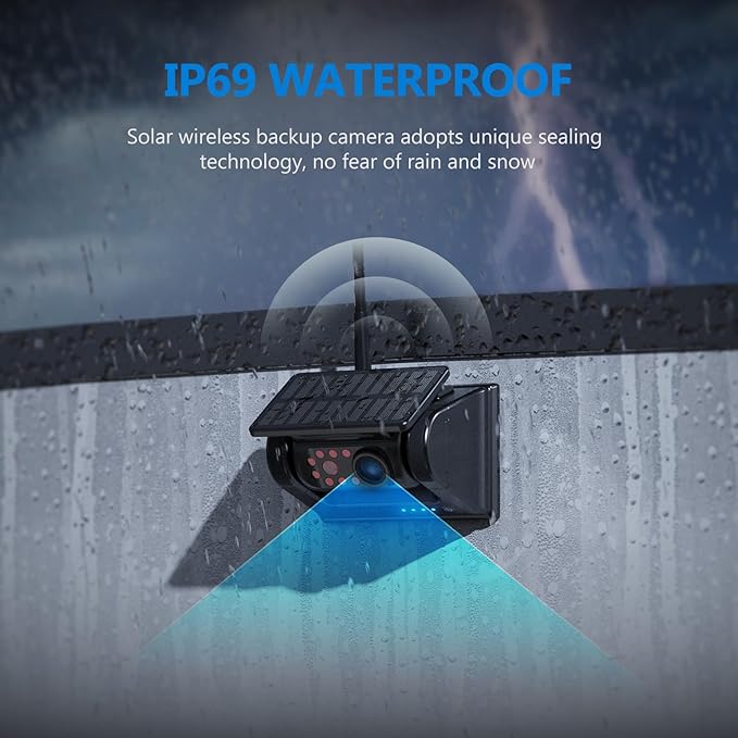 Magnetic Solar Wireless Backup Camera HD1080P 3 Mins DIY Installation DVR 7" - Image 6