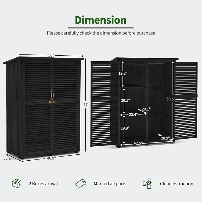 MCombo Outdoor Storage Cabinet, Wooden Storage Shed - Image 3