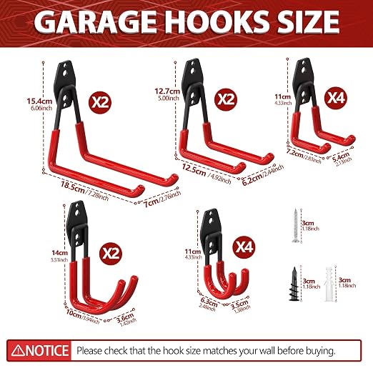 3-H Garage Wall Hooks 45 Pack, Garage Hooks Heavy Duty - Image 3