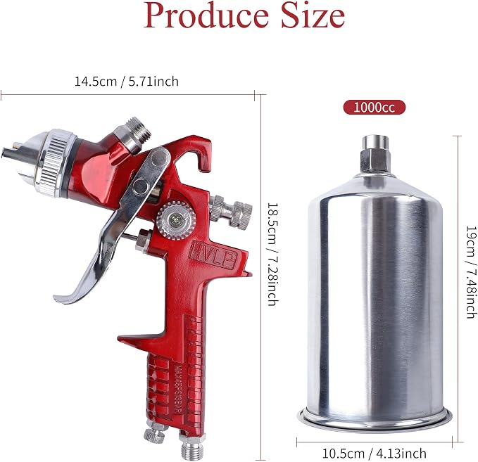HVLP Spray Paint Gun, Automotive Gravity Feed Paint Gun Kit - Image 8