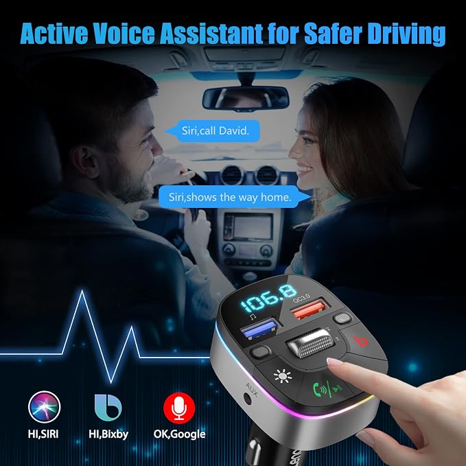 LENCENT Bluetooth Car Adapter, 5.0 Car FM Transmitter - Image 7