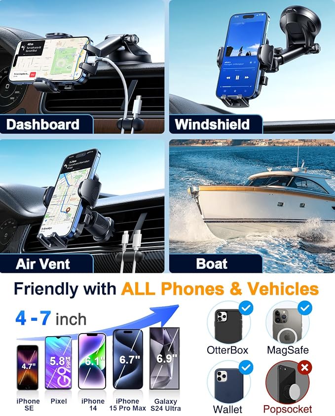 2025 YRU Ultimate Car Phone Holder Mount 【90+LBS Safest Strongest & Patent - Image 6