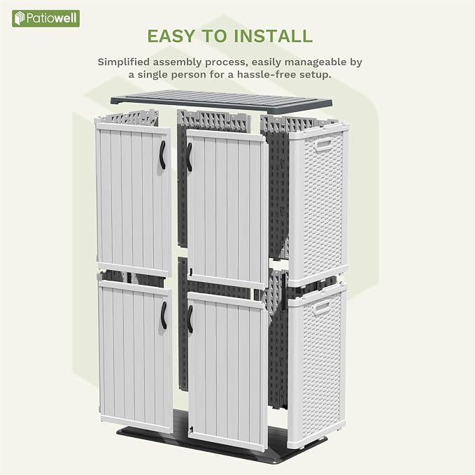 Patiowell 50 cu.ft Plastic Outdoor Storage Shed, Lockable Waterproof Resin - Image 3